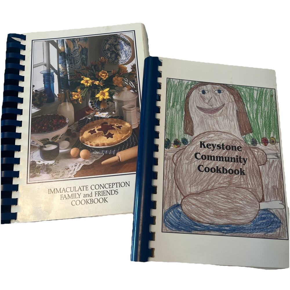 Vintage Set 2 Spiral Bound Cookbooks School Community & Catholic Church Themed